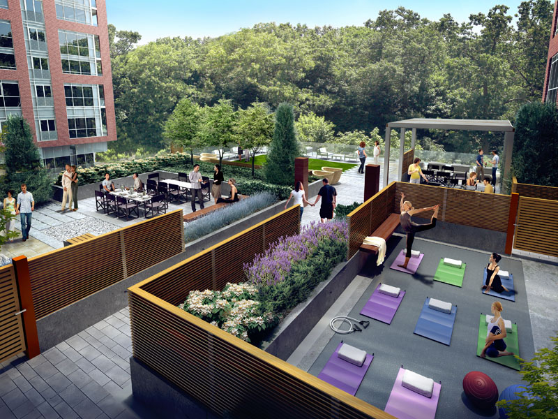 The 3rd floor terrace is full of active amenity spaces, tying closely with the interior programming