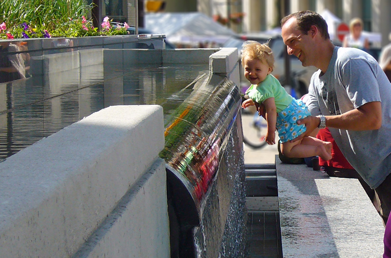 Children and families are irresistibly drawn towards the waterwall