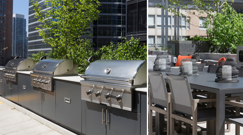 Numerous BBQ and outdoor dining opportunities on this downtown Toronto rooftop terrace