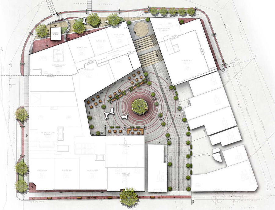 Landscape plan of the Union Waterfront development proposal.